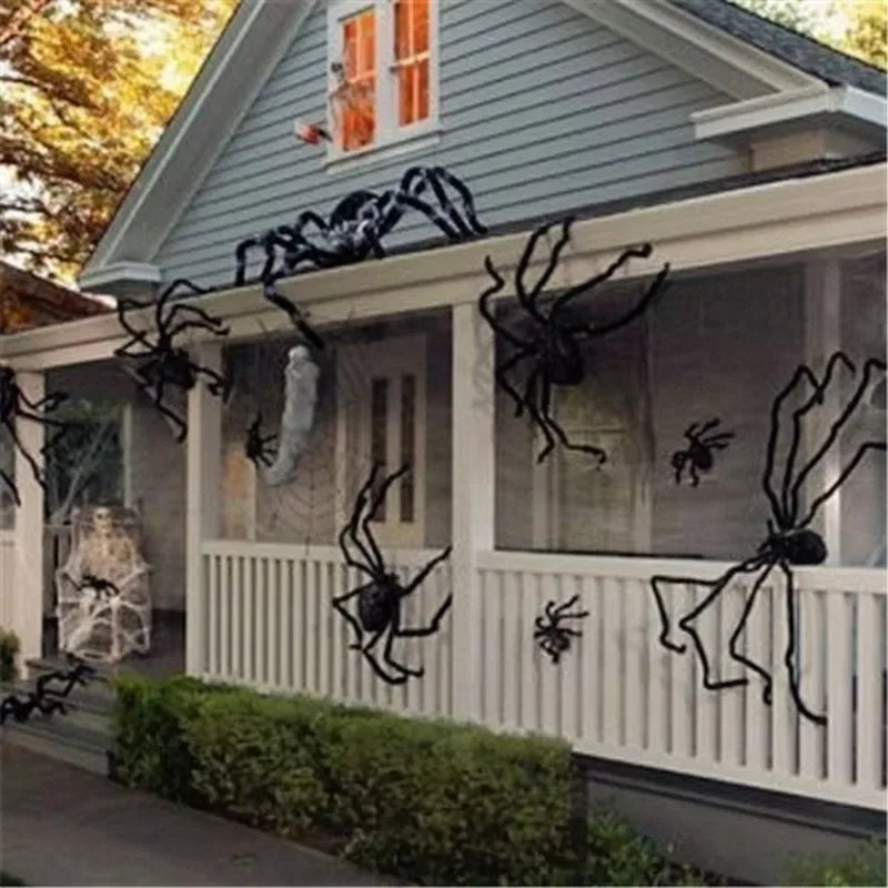 30cm/50cm/75cm/90cm/125cm/150cm/200cm Halloween Giant Black Plush Spider Decoration Haunted House Prop Indoor Outdoor Decor