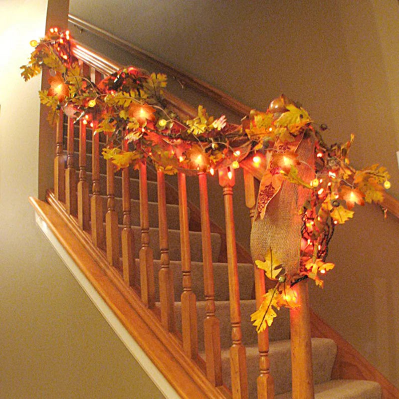 10/20 LED Pumpkin Maple Leaves Light String Fall Garland Battery Powered Indoor Outdoor Garden Halloween Thanksgiving Home Decor