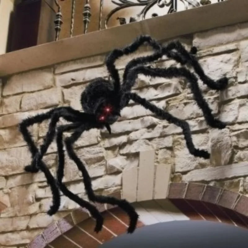 30cm/50cm/75cm/90cm/125cm/150cm/200cm Halloween Giant Black Plush Spider Decoration Haunted House Prop Indoor Outdoor Decor