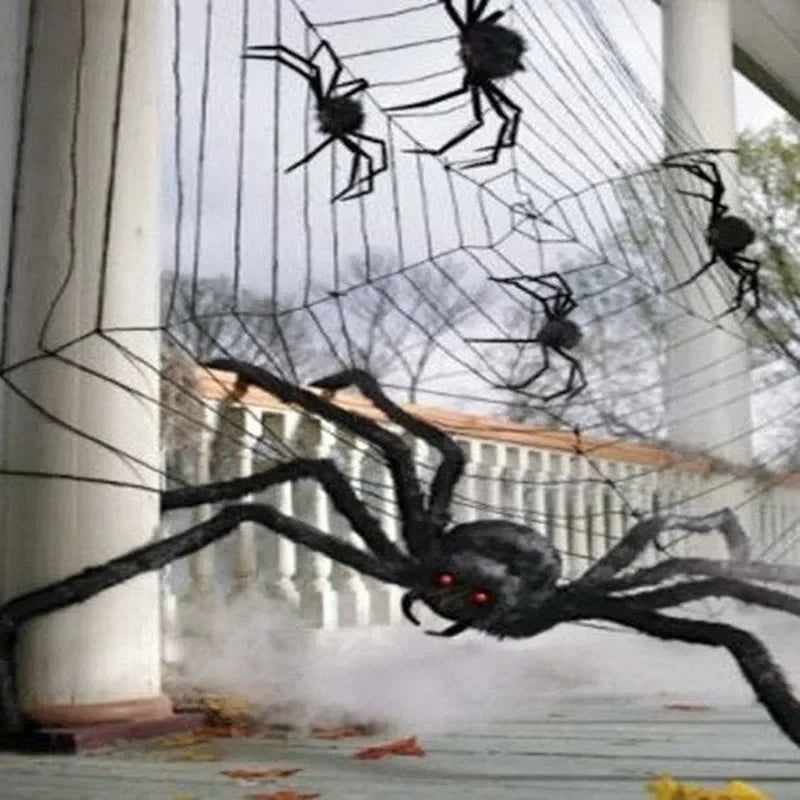 30cm/50cm/75cm/90cm/125cm/150cm/200cm Halloween Giant Black Plush Spider Decoration Haunted House Prop Indoor Outdoor Decor