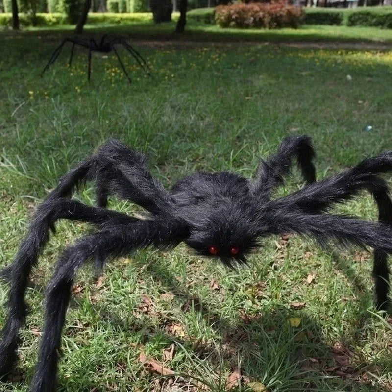 30cm/50cm/75cm/90cm/125cm/150cm/200cm Halloween Giant Black Plush Spider Decoration Haunted House Prop Indoor Outdoor Decor