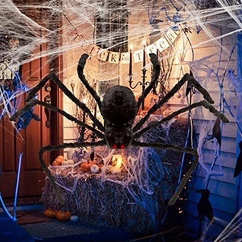 30cm/50cm/75cm/90cm/125cm/150cm/200cm Halloween Giant Black Plush Spider Decoration Haunted House Prop Indoor Outdoor Decor